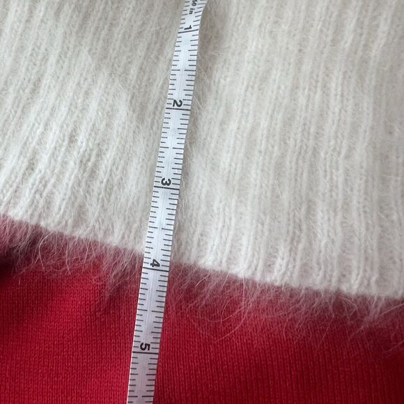 Berek Christmas Mrs. Claus Sweater Fur Cowl Neck Red Ivory Pullover Sequin XL - Picture 14 of 15